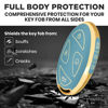 Picture of Lucrum for Hyundai IONIQ 6 Key Fob Cover and Leather Keychain, Full Cover Key Case for Hyundai Grandeur GN7, KONA, Santa Fe, Elantra - 2022-2024 TPU Keyfob Cover for NYOMBEC7FOB2208 - Blue and Gold