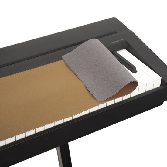 Picture of Mooson Piano Keyboard Anti-Dust Cover High Technology Fabric Key Cover Cloth Fit For Upright Piano, Electric Piano & Grand piano (Dark blue) (Brown)