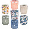 Picture of Nora's Nursery Cloth Diapers 7 Pack with 7 Inserts & 1 Wet Bag - Waterproof Cover, Washable, Reusable & One Size Adjustable Pocket Diapers for Newborns and Toddlers - Delilah