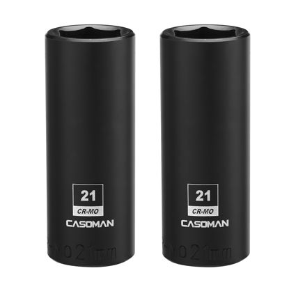 Picture of CASOMAN 1/2-Inch Drive x 21mm Deep Impact Socket, 2PCS Set, 6-Point, Metric, CR-MO