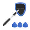 Picture of Windshield Cleaning Tool, Car Window Cleaner with Extendable Long Handle and 4 Washable Reusable Microfiber Pads, Auto Interior Exterior Glass Wiper Cleaning Kit Universal for Office and Home (Blue)