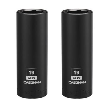 Picture of CASOMAN 2PCS 1/2-Inch Drive Deep Impact Socket-19mm, 6-Point, Metric, CR-MO