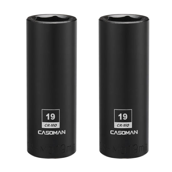 Picture of CASOMAN 2PCS 1/2-Inch Drive Deep Impact Socket-19mm, 6-Point, Metric, CR-MO
