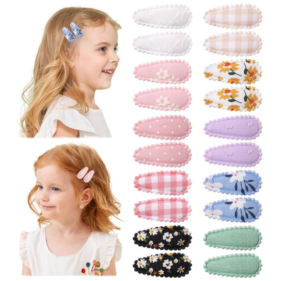 Picture of 20 PCS Snap Toddler Hair Clips - Flower Patterns, Wrapped Mini Barrettes, Cute Hair Accessories for Girls and Infants