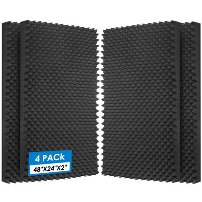 Picture of 4 Pack-48X24X2 Inches Acoustic Panels, Egg Crate Foam soundproof wall panels,sound proof foam panels for walls, noise dampening panels,Sound Panels, Studio Foam for Wall and Ceiling