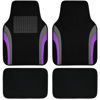 Picture of CAR PASS Leather Sporty Car Floor Mats Carpet,Universal Waterproof Automotive Floor Mat Fit for Sedans, Cars, Mid Trucks, Vans, SUV, Set of 4 (Black and Purple)