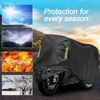 Picture of Motorcycle Cover All Season,Universal Weather Quality Waterproof Sun Outdoor Protection Scooter Shelter Tear Proof Night Reflective & Lock-Holes Storage Bag Fits up to 97" Motorcycles