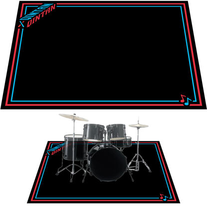 Picture of Drum Rug, Drum Mat with Non-Slip Grip Bottom(4x5.3Ft), Drum Carpet for Noise Reduction, Drum Pad for Jazz Drum & Electric Drum Set, Ideal Gift for Drummers, Drum Accessories, 47 x 63in, Red & Blue