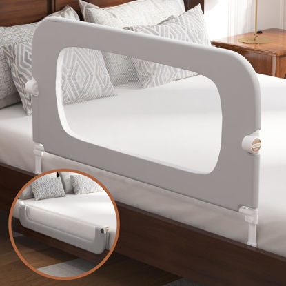 Picture of FigTime Bed Rail for Toddlers, Baby Bed Rail Guard for Kids, Toddler Bed Rails with Reinforced Anchor Fit, Height Adjustable & Foldable Bed Rail Guard for Twin, Full, Queen & King Beds (Grey, 32IN)