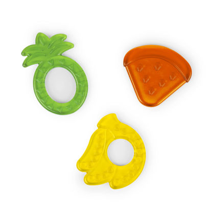 Picture of Bright Starts Juicy Chews 3-Pack Textured Teethers - Watermelon, Pineapple, Banana - BPA Free, Unisex, 3 Months +