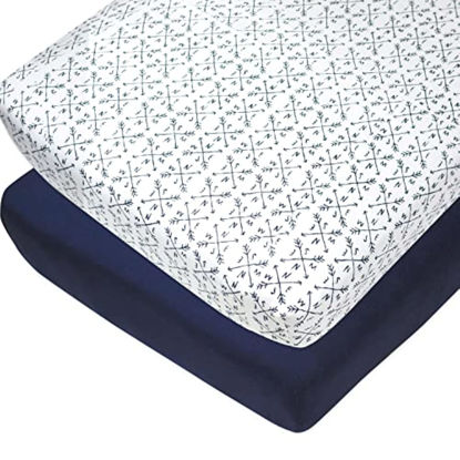 Picture of HonestBaby unisex baby Organic Cotton Changing Pad Covers (Set of Two) Winter Accessory Set, Compass/Navy, One Size US