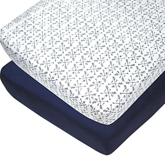 Picture of HonestBaby unisex baby Organic Cotton Changing Pad Covers (Set of Two) Winter Accessory Set, Compass/Navy, One Size US