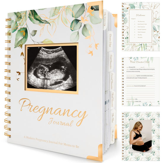 Picture of Pregnancy Journal Memory Book - 90 Pages Hardcover Pregnancy Book, Pregnancy Planner, Pregnancy Journals for First Time Moms, Baby Memory Book, Mom Book Diary, Ultrasound Baby Book Memory (Alpine)