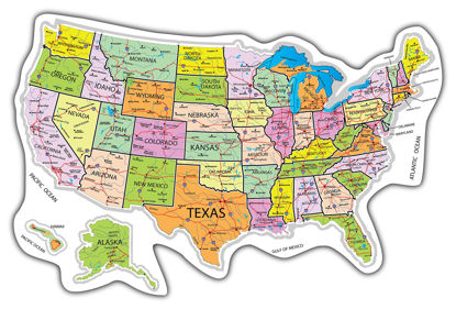 Picture of RV State Travel USA Map Vinyl Sticker - Camper Trailer Decals for Window with State Flag - Road Trip Map of America - Waterproof, UV Protection for Window, Door or Wall (Roadmap)
