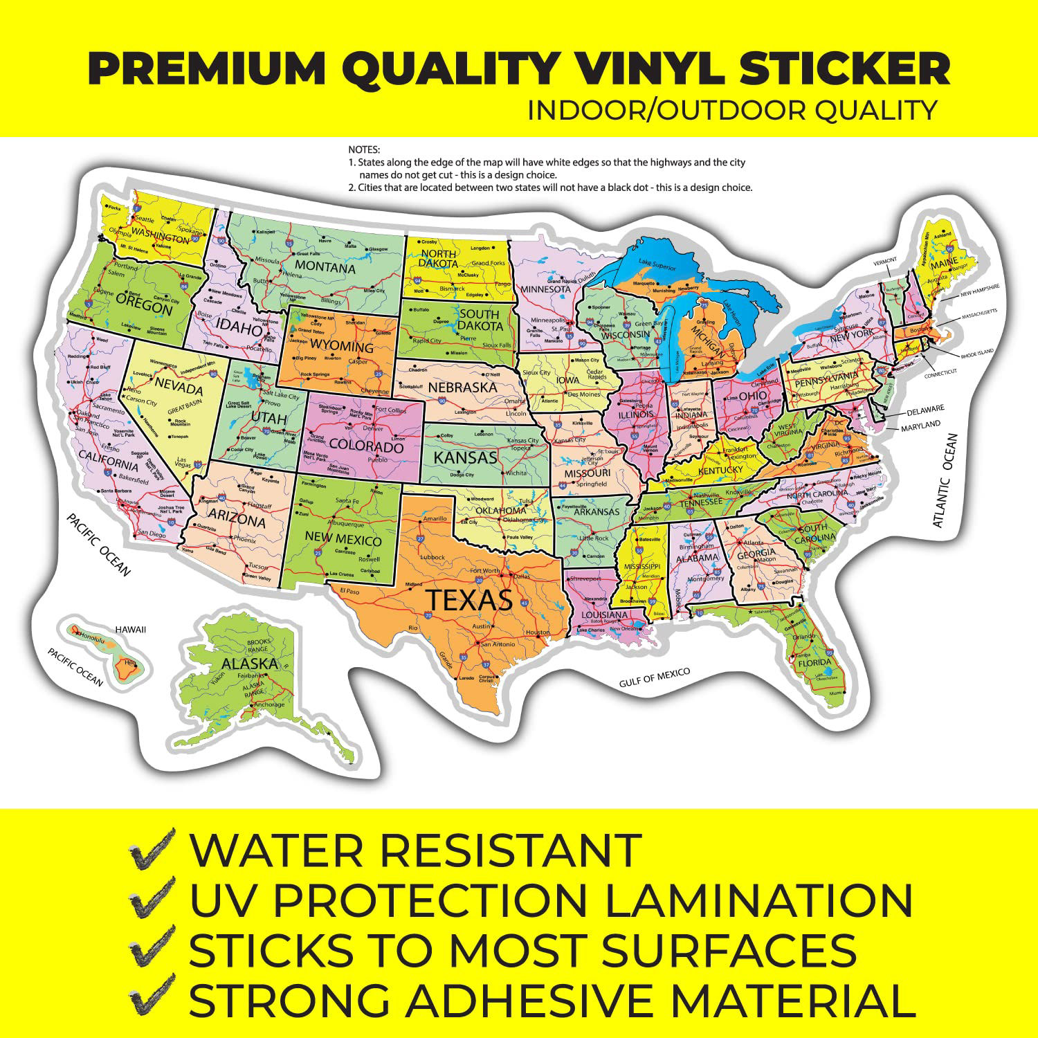 GetUSCart- RV State Travel USA Map Vinyl Sticker - Camper Trailer ...