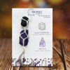 Picture of BOHO GARDEN Hanging Car Charm - Black Tourmaline, Amethyst - Dangling Moon, Healing Crystal Accessories, Rearview Mirror Decorations - Grounding, Confidence, Protection, Balance, Energy, Spirituality
