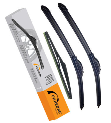 Picture of Set of Wiper Blades, Front Wiper + Rear Wiper Blades for 2003-2009 Honda Element/2009-2014 Nissan Cube (20 inch + 20 inch + 12 inch) OE Original Style