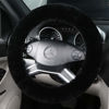 Picture of Fluffy Wool Sheepskin Fuzzy Black Car Steering Wheel Cover for Universal Auto Steering Wheel 14 1/2-15 1/2inch, Anti-Slip, Soft Plush, Comforting and Luxurious, Soft Texture (Black)