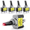 Picture of Nilight 5PCS LED Toggle Switch ON Off 12V 30A Red LED Lighted Metal Switch Heavy Duty SPST 3 Pin Rocker Switch 12mm Mounting Hole for Automotive Cars Trucks Boats Racing Cars