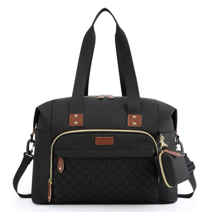 Picture of Tuwubi Diaper Bag Tote,Diaper Bag backpack with Pacifier Case Large Travel Diaper Tote Caddy for Mom and Dad Multifunction Large Baby Bag - Black