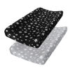 Picture of Changing Pad Cover for Boys Girls 2 Pack, Lovely Print Soft Unisex Diaper Change Table Sheets, Fit 32"x16" Contoured Pad, Comfy Cozy 2-Pack Cradle Sheets, Grey & Black