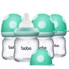 Picture of YOHKOH Natural Glass Baby Bottle with Natural Response Nipple, Newborn Anti-Colic Baby Bottles, Wide Neck Mushroom Cap Baby Bottle, Clear (3.4oz (Pack of 4), Blue)