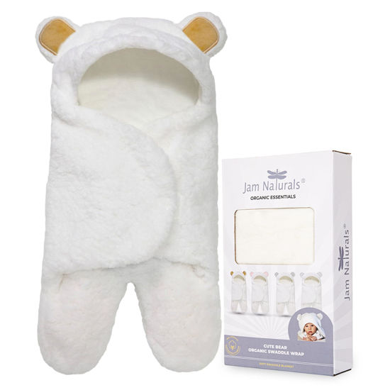 Picture of Jam Naturals-Cute Bear Organic Newborn Swaddle Wrap-Gender Neutral Soft Baby Blanket, Newborn Baby Registry Gift (Golden Brown, 0-3m)
