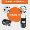 Picture of Ficstar 50 AMP RV Power Inlet Receptacle Power Plug 125/250V,Female Twist Locking Connector with Weatherproof Cover Boot Kit for RV Trailer Boat Caravan Camper,NEMA SS2-50P Black Plug