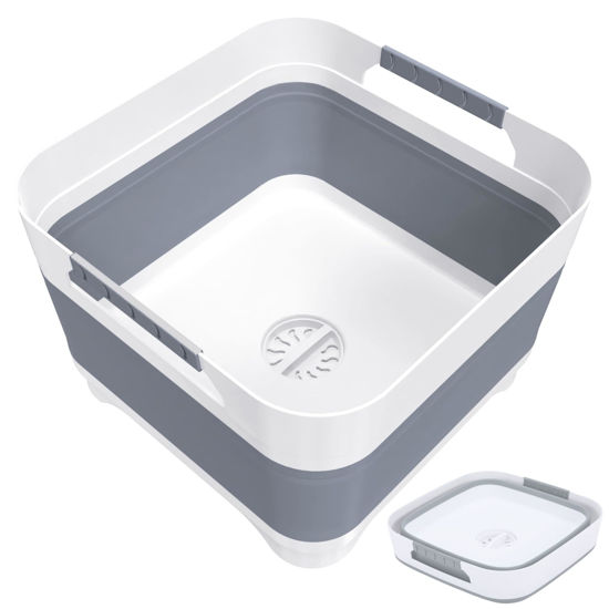 Picture of GIMWA Wash Basin for Baby Bottles, Foldable, Versatile Wash Tub for Kitchen, RV, Outdoor Camping Sink, Sturdy & Easy to Clean