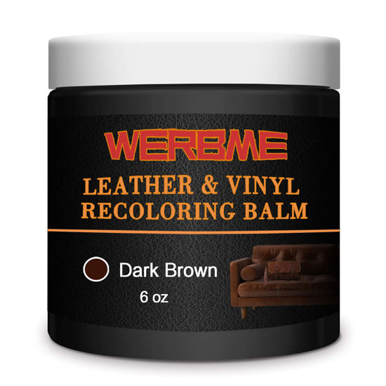 Picture of WERBME Leather Recoloring Balm, Dark Brown Leather Color Restorer, Leather Dye, Leather Couch Paint-Repair Leather Color on Faded & Scratche, for Restore Couches, Car Seats, Clothing, Shoes