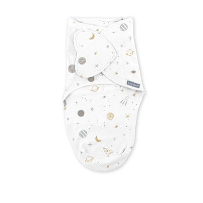 Picture of Ingenuity SwaddleMe Monogram Collection Baby Swaddle, 100% Cotton, Improves Sleep & Calms Startle Reflex, 0-3 Months, Pocket Fold Design for Easy Changes, 1.0 TOG, 1-Pack - Sunset Space