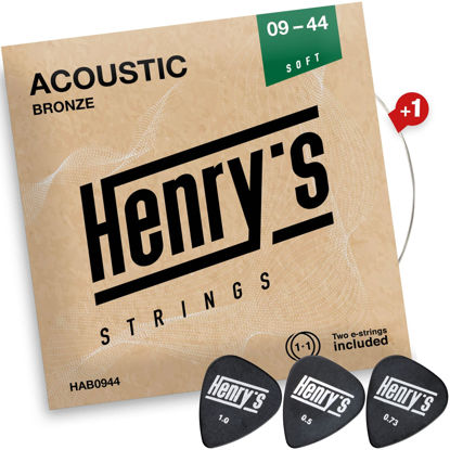 Picture of Extra Light Acoustic Guitar Strings 09-44 - Easy On Fingers & Excellent Sound - Extra E-1 String & 3 Guitar Picks - Super Light Acoustic Guitar Strings - Steel Guitar Strings Acoustic 6 String Set
