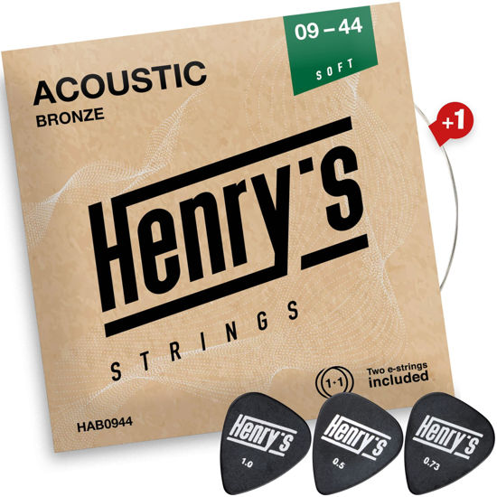 Picture of Extra Light Acoustic Guitar Strings 09-44 - Easy On Fingers & Excellent Sound - Extra E-1 String & 3 Guitar Picks - Super Light Acoustic Guitar Strings - Steel Guitar Strings Acoustic 6 String Set