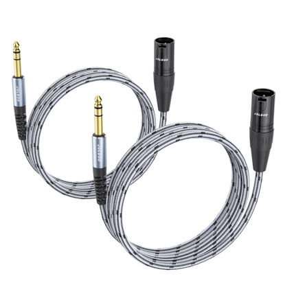 Picture of JOLGOO 1/4 Inch TRS to XLR Male Cable, Balanced 6.35mm TRS Plug to 3-pin XLR Male, Quarter inch TRS Male to XLR Male Microphone Cable, 6.6 Feet 2 Pack