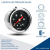 Picture of SENCTRL 0-15 Psi Fuel Pressure Gauge, 1-1/2" Black Dial, 1/8" NPT Back Mount, Silicone Oil Liquid Filled, Stainless Steel Case, Inline Low Pressure Gauge, for Water Oil Pressure Test