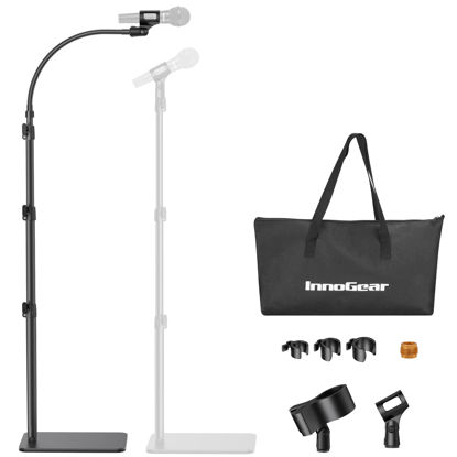 Picture of InnoGear Microphone Stand, Mic Stand Floor Universal Microphone Boom Arm with Carrying Bag Adjustable Mic Holder for Blue Yeti HyperX QuadCast SoloCast Snowball Fifine Shure SM7B and Other Mics