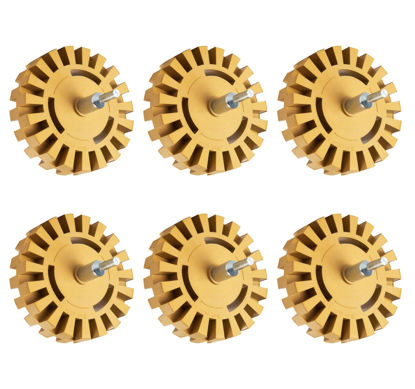 Picture of CowboyBOB 6 Pack Decal Remover Eraser Wheel Rubber Eraser Wheel for Drill Removes Car Stripes Vinyl Tapes and Graphics Rubber Eraser Wheel Tool Kit for Cars, RV, Motorcycles Sticker Remover Tool