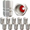 Picture of Tire Valve Caps (12 Pack) Heavy-Duty Stem Covers | Dust Proof, with O Rubber Seal | Hexagon Design | Outdoor, All-Weather, Leak-Proof Air Protection | Light-Weight Universal Aluminum Alloy (Silver)