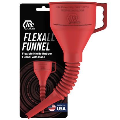 Picture of TEC Products FlexAll Funnel - Long Flexible Funnel with Hose for Automotive Use - Durable Nitrile Rubber - Ideal for Car Oil Change, Transmission Fluid, Diesel, Gas & More - Made in USA