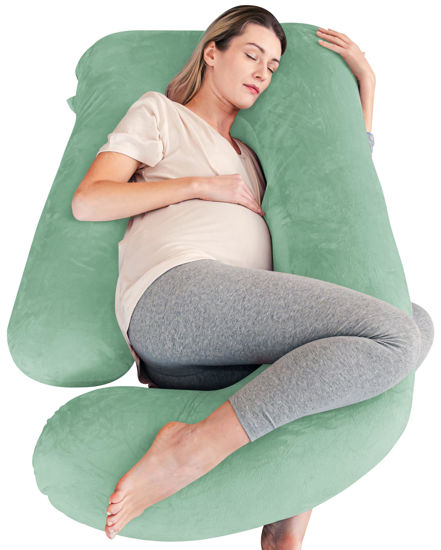 Picture of Cute Castle Pregnancy Pillows, Soft U-Shape Maternity Pillow with Removable Cover - Full Body Pillows for Adults Sleeping - Pregnancy Must Haves - Jumbo 57 Inch - Green