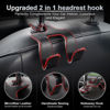 Picture of LivTee Upgraded Superior Leather Car Seat Back Headrest Hook, 2 in 1 Auto Seat Hook Hangers Holder Organization Interior Accessories for Purses Coats Umbrellas Grocery Bags Handbag (Black/Red)