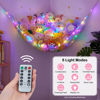 Picture of Unicorn Castle Stuffed Animal Net Hammock Kids Toy Storage with LED Light Plush Toy Organizer Corner Hanging Stuffed Animal Holder For Nursery Kids Girls Room Decor