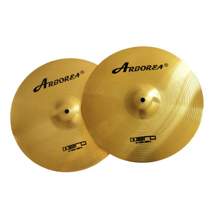 Picture of Arborea Cymbal Hi-Hats Cymbal Hero Brilliant Finish Bright Sound 14 Inch Drum High Hats Cymbal For Practice (14"Hi-Hats)