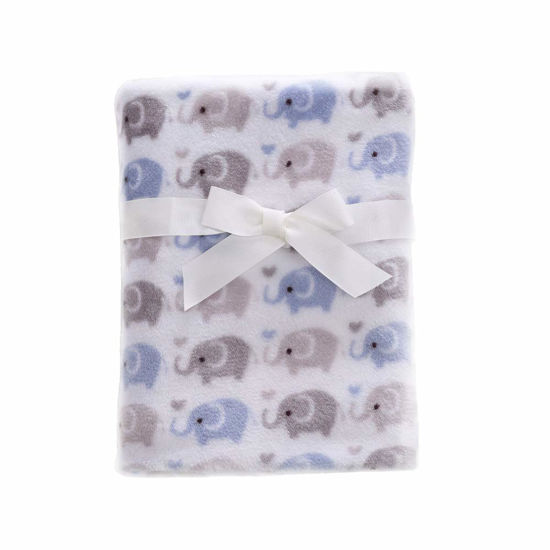 Picture of CREVENT 30"X40" Cute Lightweight Silky Cozy Warm Baby Blanket for Boys Infant Toddler Newborn Unisex Crib Cot Stroller, Baby Shower, Summer Spring - Blue Elephant