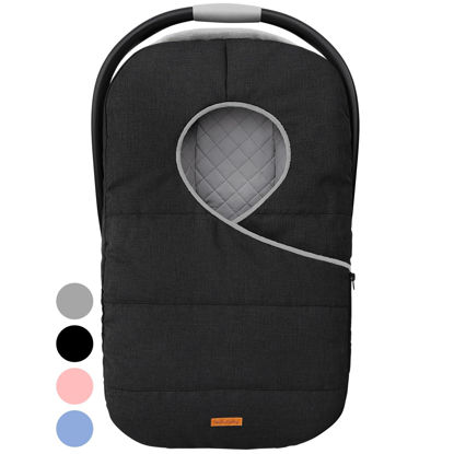 Picture of liuliuby Winter Carseat Cover for Baby Carseat | Doona Car Seat Cover Baby Winter | Warm Baby Car Seat Cover | Carseat Covers Baby Boy & Girl | Infant Car Seat Cover Winter Baby Essentials (Black)