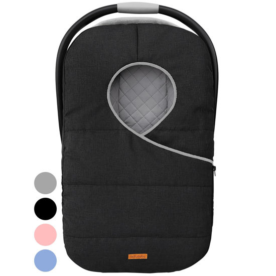 Picture of liuliuby Winter Carseat Cover for Baby Carseat | Doona Car Seat Cover Baby Winter | Warm Baby Car Seat Cover | Carseat Covers Baby Boy & Girl | Infant Car Seat Cover Winter Baby Essentials (Black)