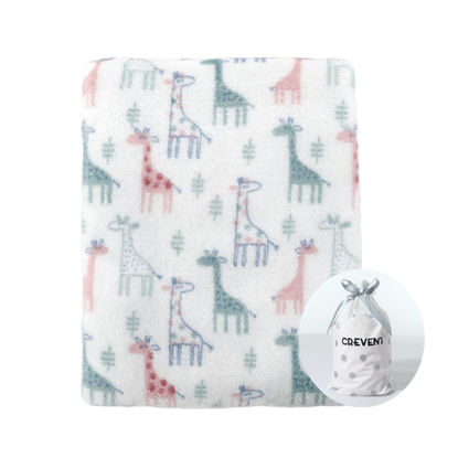 Picture of CREVENT Cute Silky Plush Baby Blanket for Girls & Boys Infants Toddlers Newborns Crib Cot Stroller, Giftable Suitable for All Season - Ivory Giraffe