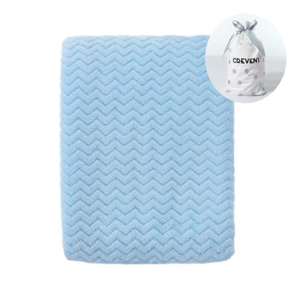 Picture of CREVENT 30''X40'' Soft Cozy Warm Baby Blankets for Boys Girls Solid Color - All Season Use - Newborn Essentials (Wave Blue)