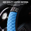 Picture of Bling Soft Leather Steering Wheel Cover, 15 Inch Colorful Rhinestones Auto Elastic Steering Wheel Protector, Sparkly Crystal Diamond for Women Girls, Car Accessories for Most Cars (Blue)
