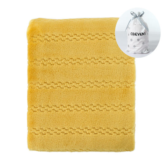 Picture of CREVENT 30''X40'' Soft Cozy Warm Baby Blankets for Boys Girls Solid Color - All Season Use - Newborn Essentials (Sunshine Yellow)
